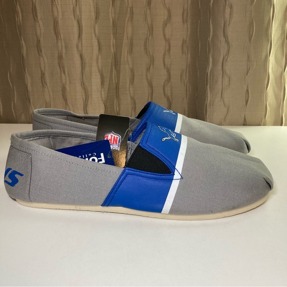 NFL Detroit Lions Men's Large 11-12 Espadrille Canvas Shoe FOCO Gray Blue NWT - Picture 4 of 16